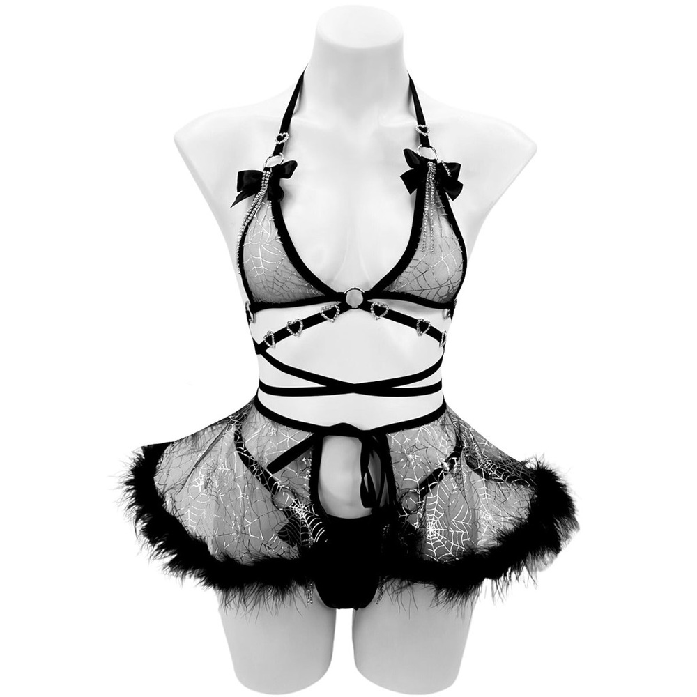 Honeiibeth spider web wrap skirt